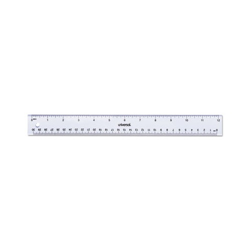 Universal Clear Plastic Ruler, Standard/Metric, 12