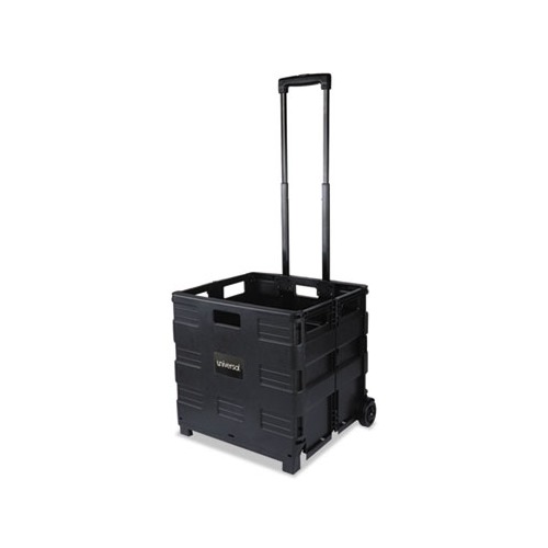 Collapsible Mobile Storage Crate, Plastic, 18.25 x 15 x 18.25 to 39.37, Black Collapsible Mobile Storage Crate, Plastic, 18.25 x 15 x 18.25 to 39.37, Black
