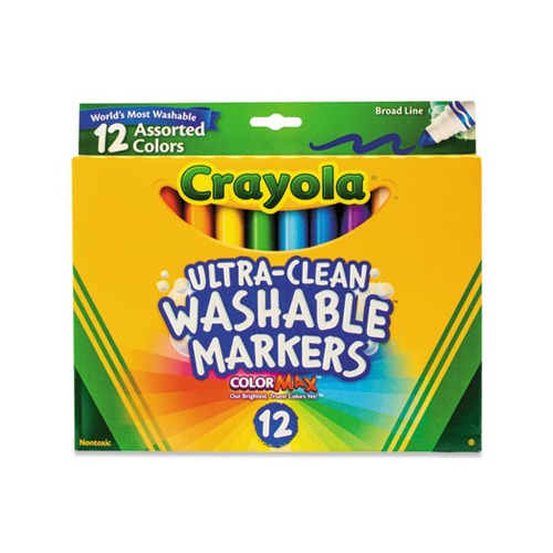 Crayola Ultra-Clean Markers, Washable, Broad Line, Classic Colors - 10 markers