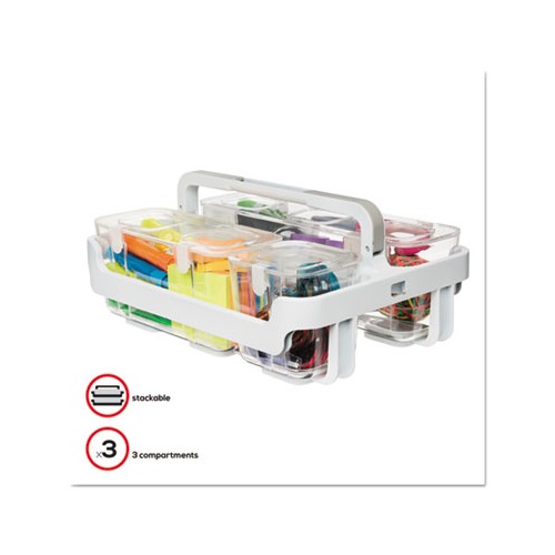 Storex 3-Compartment Supplies Class Caddy, Assorted - 6 pack