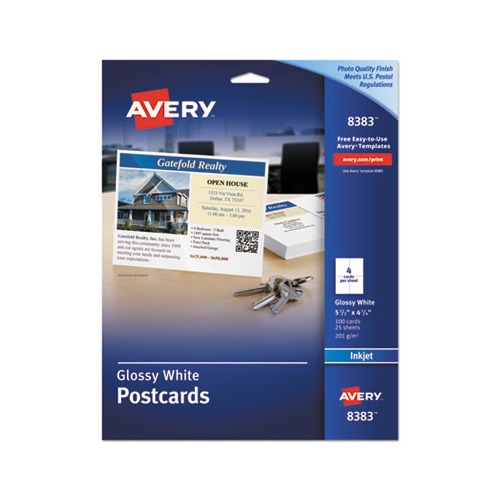 Avery PhotoQuality Glossy Postcards for Inkjet Printers AVE8383