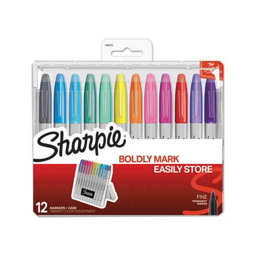 12 Color Sharpie RT Retractable Permanent Markers Fine Tip, 12