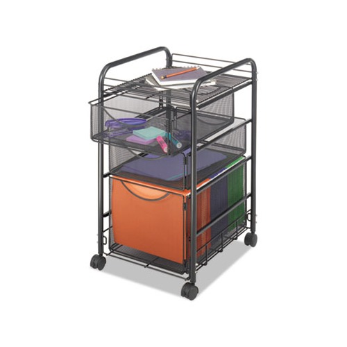 Safco Onyx Mesh Mobile File With Two Supply Drawers - SAF5213BL ...