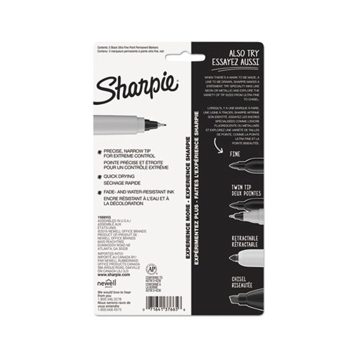  Sharpie Permanent Markers, 6 Pack Assorted Sizes, Ultra Fine  Tip, Fine Tip and Chisel Tip - Permanent Markers - Gray : Office Products