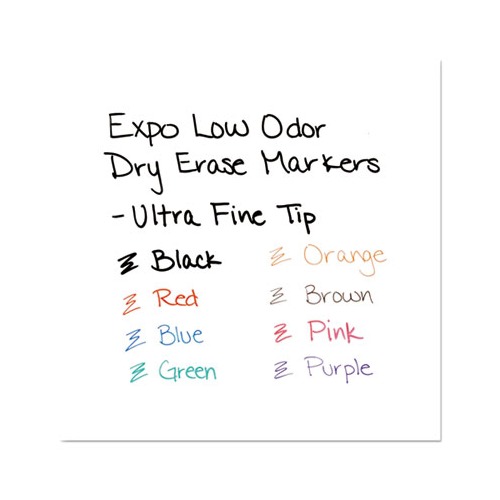 Expo - Pack of 8 Low Odor Ultra Fine Tip Dry Erase Markers, Black