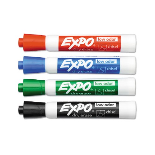 25 Expo Low Odor Dry Erase Markers FINE TIP - 2 RED, 2 BLUE, 2 GREEN, 19  BLACK
