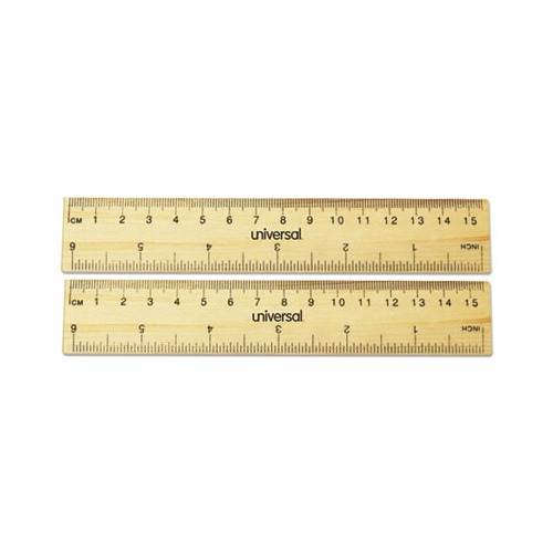 Universal Flat Wood Ruler, Standard/Metric, 6 Long