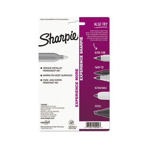 Sharpie Metallic Fine Point Permanent Markers, Assorted (SAN2029678)