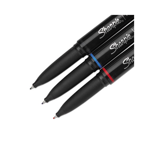 Sharpie Grip Stick Porous Point Pen, Fine 0.5mm, Assorted Ink, Black  Barrel, 3/Pack (1758054)