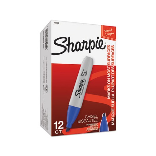 Sharpie Permanent Markers, 5.3mm Chisel Tip, Black - 4 count