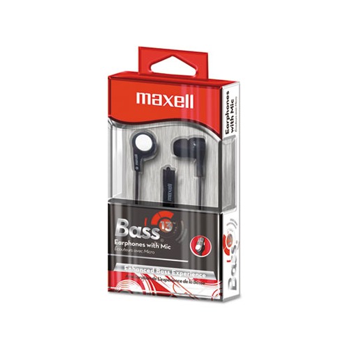 ヘッドフォン/イヤフォン I Michael Limited Maxell B-13 Bass Earbuds with Microphone - MAX199621 - Shoplet.com
