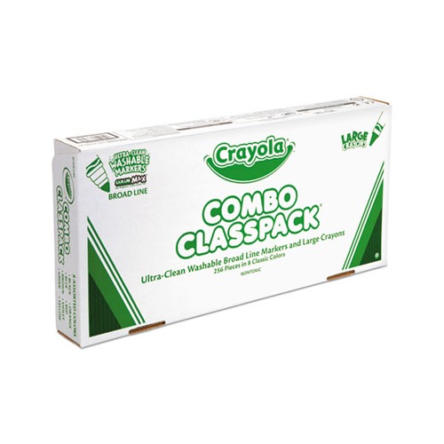 Crayola Combo Classpack - 128 Large Crayons + 128 Ultra-Clean Washable  Markers Per Box - 8 Colours - CYO523348
