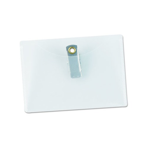 楽天 送料無料にならない Universal Clear Badge Holders w/Garment-Safe Clips 事務用品