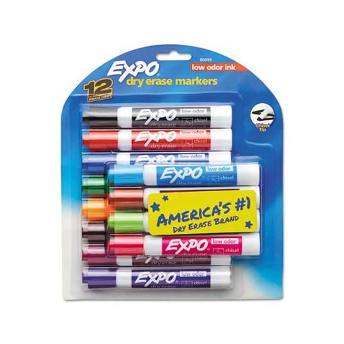 Expo, Low Odor Chisel Tip Dry Erase Marker, 2 Packs of 12, Total of 24