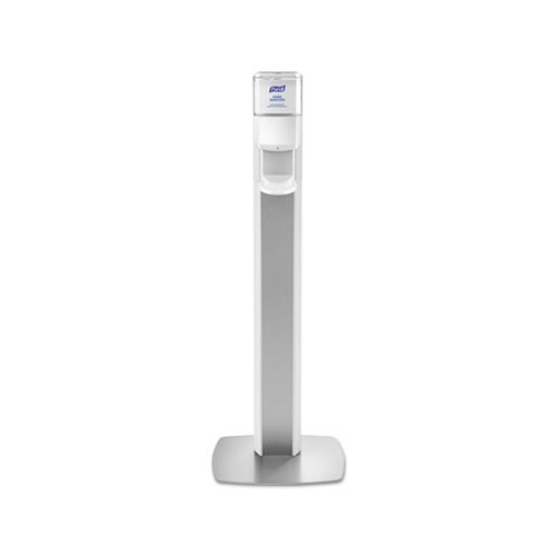MESSENGER ES6 Floor Stand with Dispenser, 1,200 mL, 13.16 x 16.63 x 51.57, Silver/White MESSENGER ES6 Floor Stand with Dispenser, 1,200 mL, 13.16 x 16.63 x 51.57, Silver/White