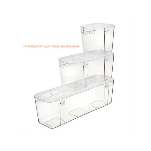 deflecto® Stackable Caddy Organizer Containers, Large, Clear