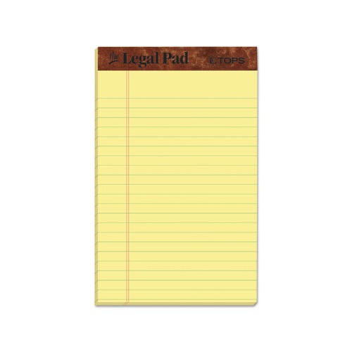 Tops The Legal Pad Perforated Pads, Narrow Rule, 5 x 8, Canary, 50 Sheets, Dozen (TOP7501)