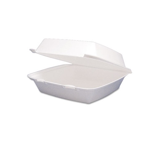 8 x 8 x 3 Foam Hinged Food Carryout Container - 1 Compartment