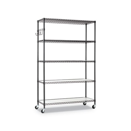 5-Shelf Wire Shelving Kit With Casters And Shelf Liners, 48w X 18d