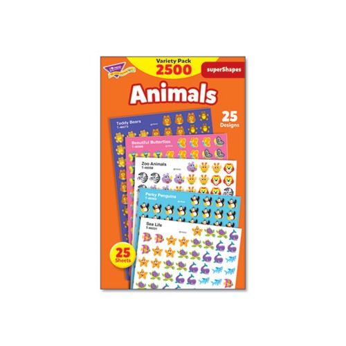 superSpots and superShapes Sticker Packs, Animal Antics, Assorted Colors, 2,500 Stickers