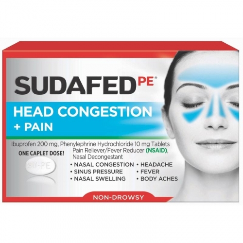 Johnson & Johnson Sudafed PE Sinus Head Congestion + Pain Non-Drowsy ...