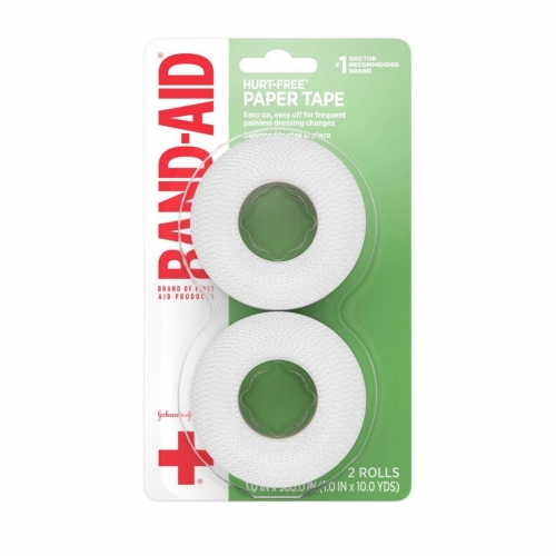 Johnson & Johnson BandAid First Aid HurtFree Paper Tape, 1" x 10