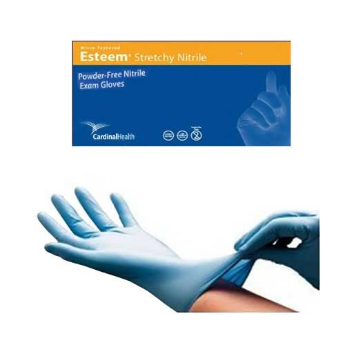 Cardinal Health Esteem Stretchy Nitrile Gloves, Medium, Blue 558817NB