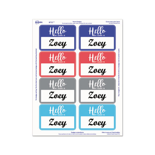 Avery flexible adhesive name badge labels 3 3 8 x 2 1 3 assorted