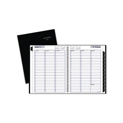 Dayminder Hardcover Weekly Appointment Book, 8 x 11, Black, 2019