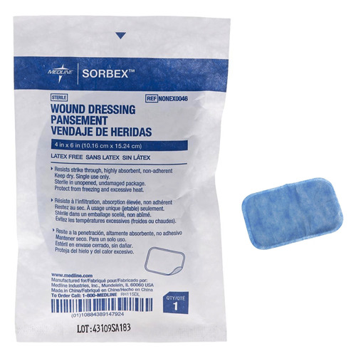 Medline SORBEX Sterile Absorbent Dressings, 4" x 6" - 60NONEX0046 -  Shoplet.com
