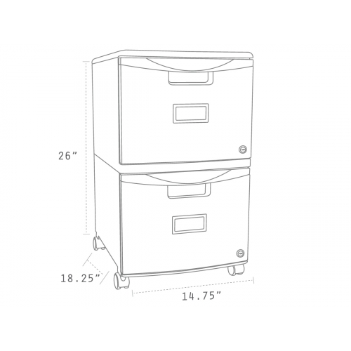 Storex 2-Drawer Mobile File Cabinet with Lock, Legal/Letter, Black