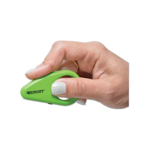 Westcott Compact Safety Ceramic Blade Box Cutter, 2.25, Fixed Blade, Green