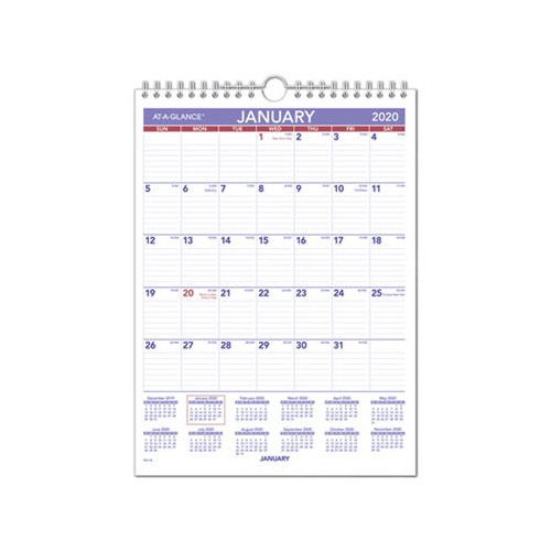 At-a-Glance Monthly Wall Calendar with Ruled Daily Blocks - AAGPM128