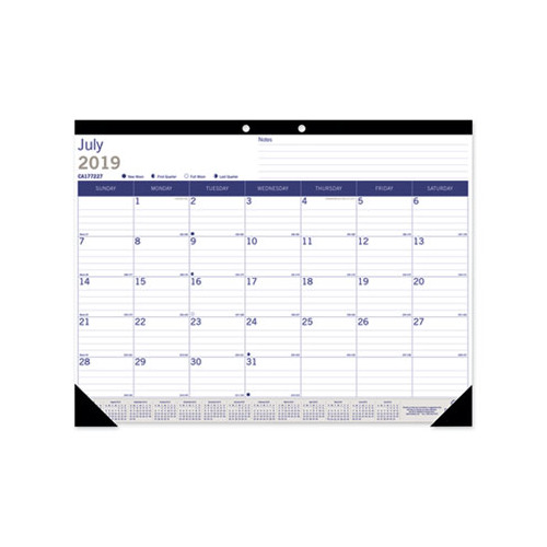 Blueline Academic Desk Pad Calendar 22 X 17 White Blue Gray 2019 