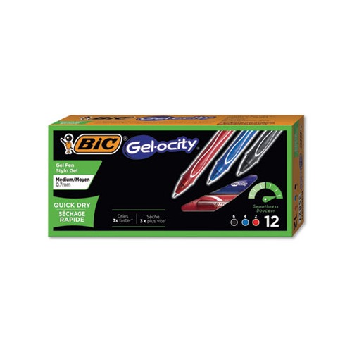 Bic Gelocity Quick Dry Retractable fashion Gel pens, Medium Point, 4 pack