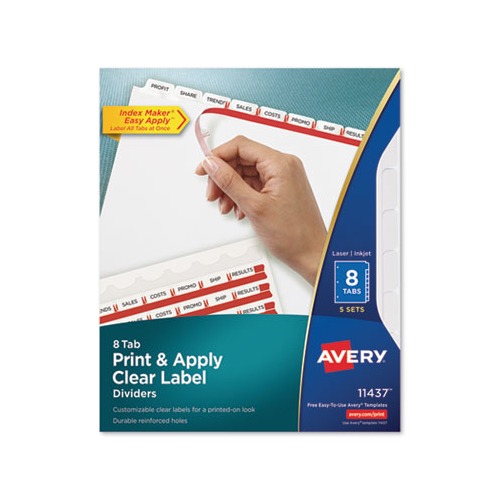 Avery Print and Apply Index Maker Clear Label Dividers AVE11437
