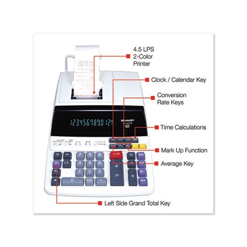 Sharp EL1197PIII Two-Color Printing Desktop Calculator