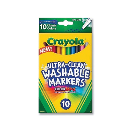 Ultra-Clean Washable Markers, Fine Line Precision Bullet Tip, Assorted Colors, 10/Box