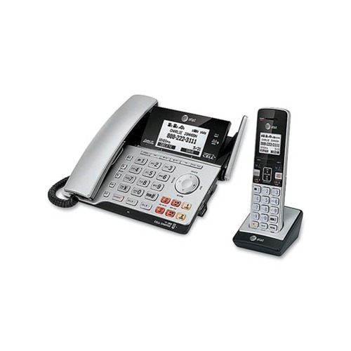 Connect to Cell TL86103 Two-Line Corded/Cordless Phone, Corded Base Station and 1 Additional Handset, Black/Silver
