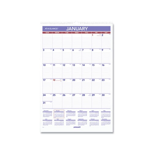 AtaGlance Monthly Wall Calendar with Ruled Daily Blocks AAGPM328