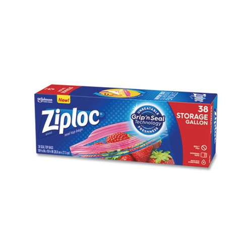 Ziploc Double Zipper Storage Bags, 2 gal., 1.75 mil, 100-Pack, Clear