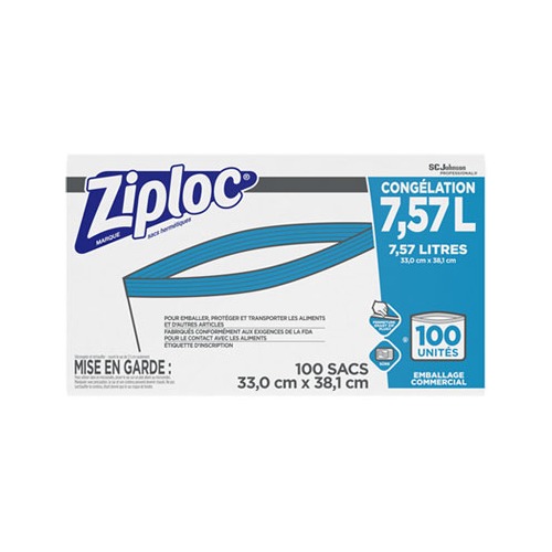 Ziploc Commercial Resealable Freezer Bag Zipper 2gal 13 x 15 1/2 Clear 100  