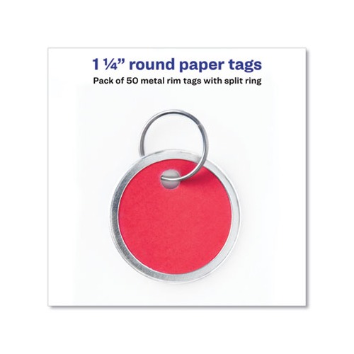 Avery(R) Metal Rim Key Tags, 1-1/4 Diameter Tag, Metal Split Ring