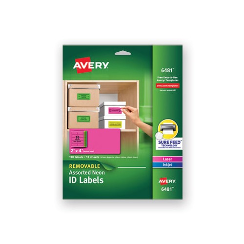 Avery High-Vis Removable Laser/Inkjet ID Labels - AVE6481 - Shoplet.com