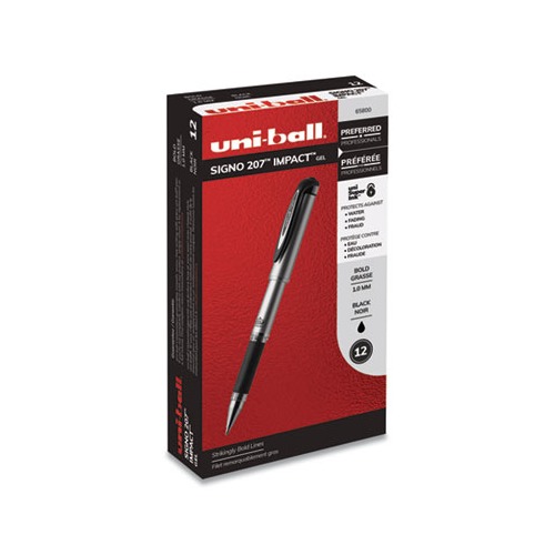 Uni-Ball 207 Impact Gel-Stifte – 4er Pack Schwarz, 1,0 Mm – Für Glattes Schreiben