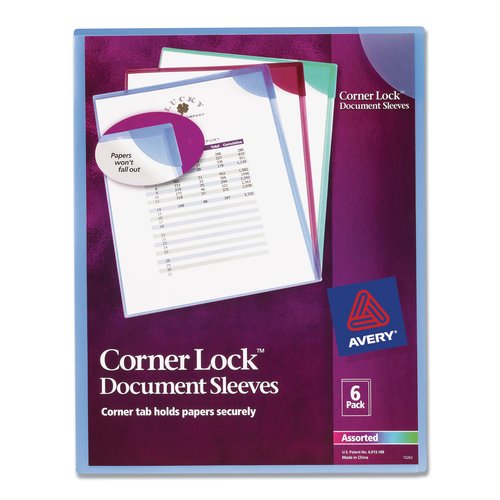 Avery Corner Lock Plastic Sleeves For 3-Ring Binders - Clear, Pack Of 4 (72269)