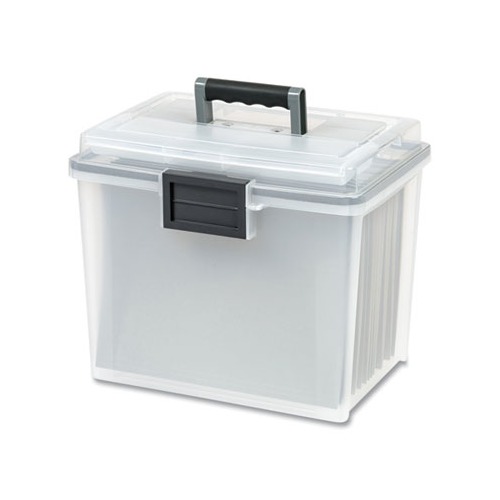 WEATHERTIGHT Portable File Box, Letter Files, 13.7 x 10.4 x 11.8, Clear/Gray Accents WEATHERTIGHT Portable File Box, Letter Files, 13.7 x 10.4 x 11.8, Clear/Gray Accents