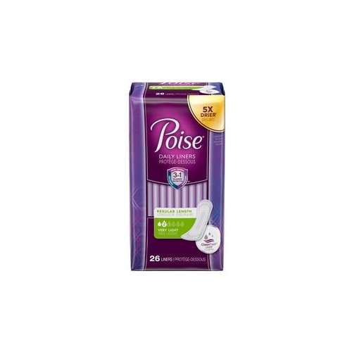 Poise Incontinence Panty Liners, Very Light Absorbency, Regular Length (26  Count)