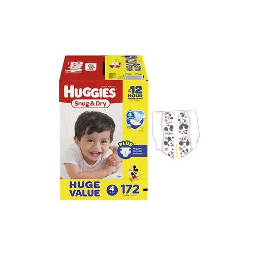 KIMBERLY CLARK HUGGIES Snug and Dry Diapers Size 4, HUGE Pack, 172