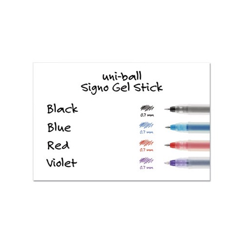 Uni-Ball Signo Gel Pen Stick Medium 0.7mm Blue Ink Blue Barrel Dozen